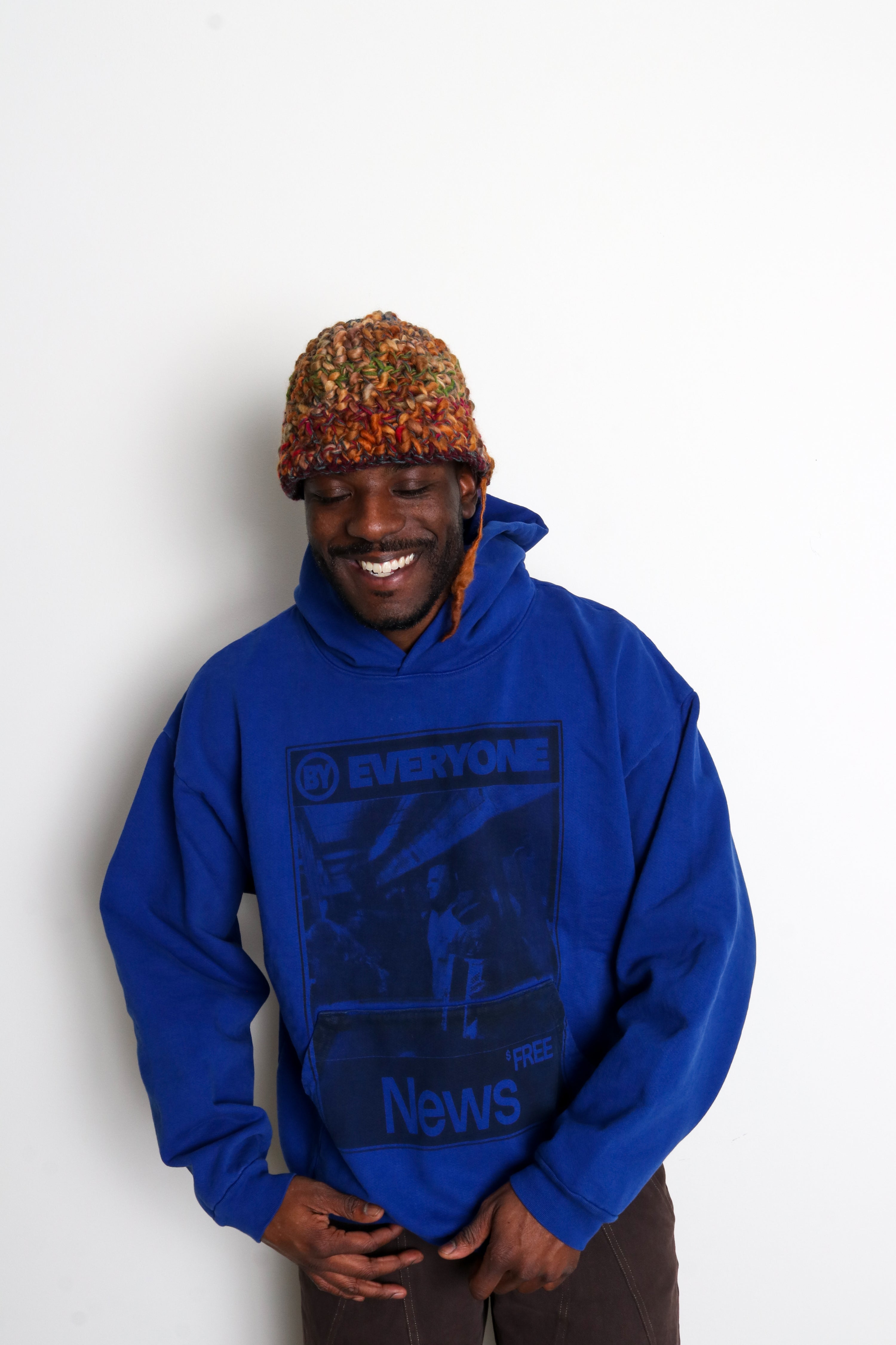 Souvenirs By.Everyone Free News Hoodie Cobalt Blue