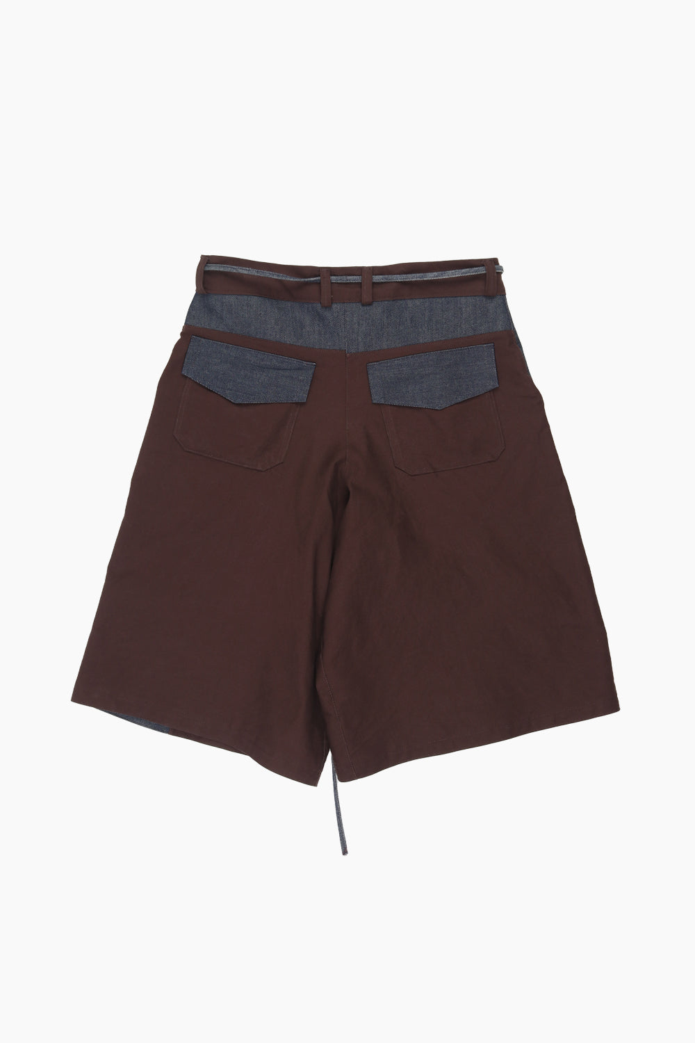 Souvenirs Indigo Chocolate Paneled Hand-Me-Down Shorts