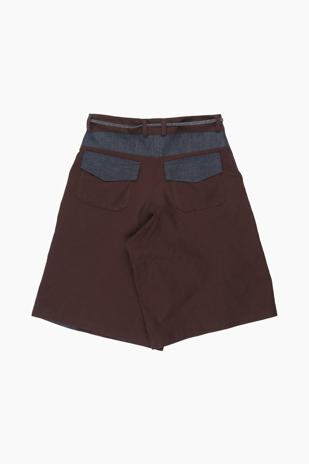 Souvenirs Indigo Chocolate Paneled Hand-Me-Down Shorts