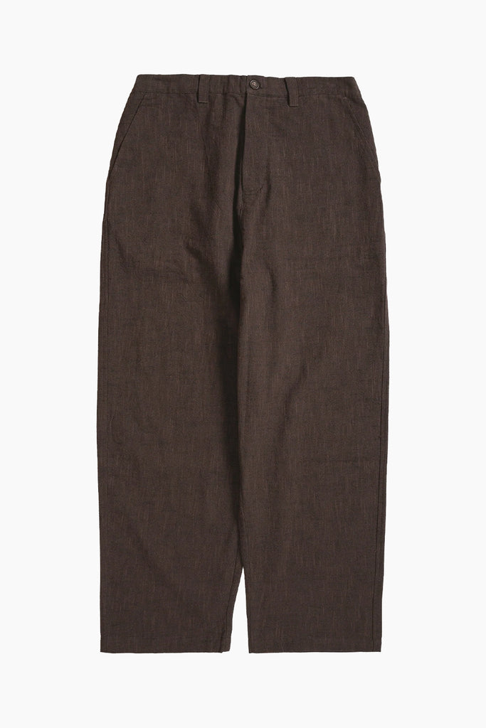 Satta slow pant in a yarn dyed cotton with natural speckles