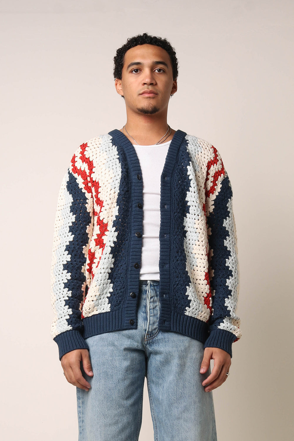 Handknit Grandpa Crochet Cardigan