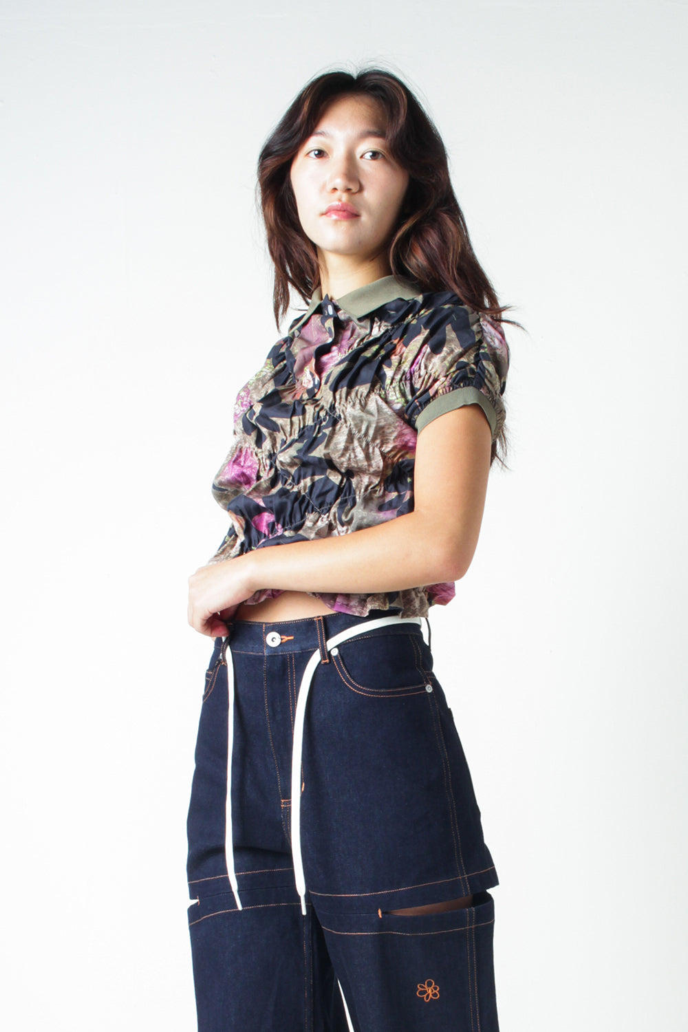 Perks & Mini Walking On Flowers Gathered Polo Top