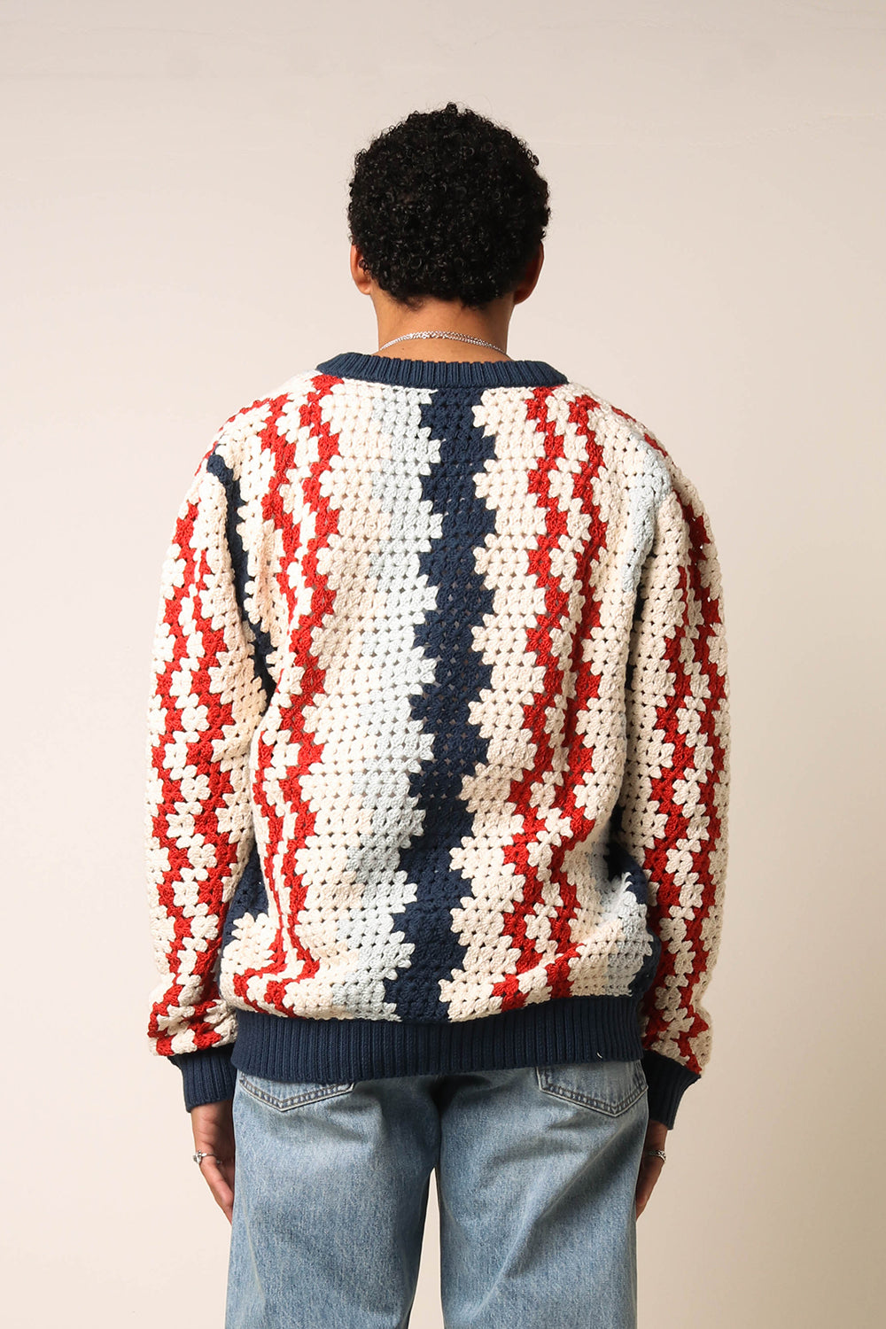 Handknit Grandpa Crochet Cardigan