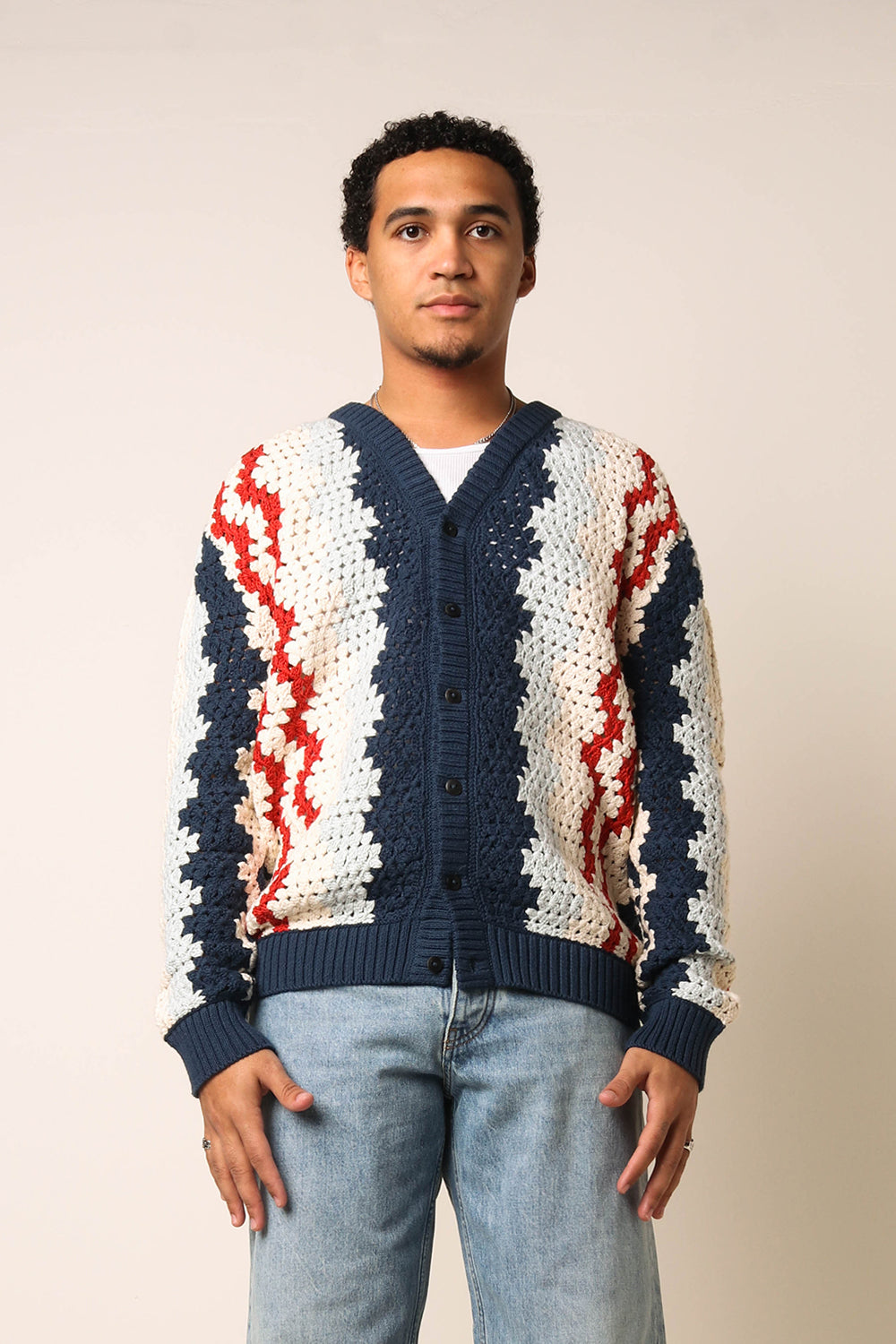 Handknit Grandpa Crochet Cardigan