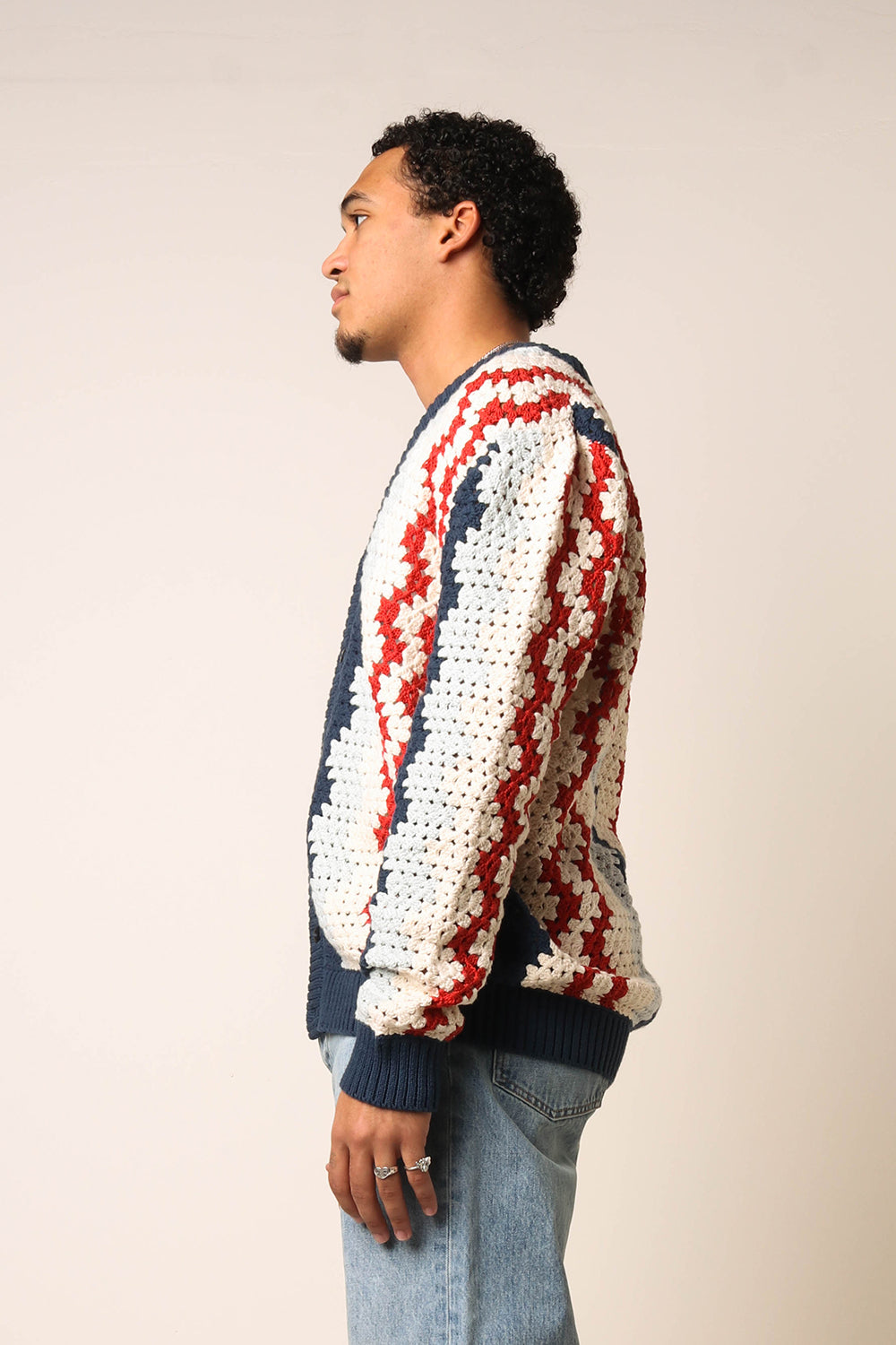 Handknit Grandpa Crochet Cardigan