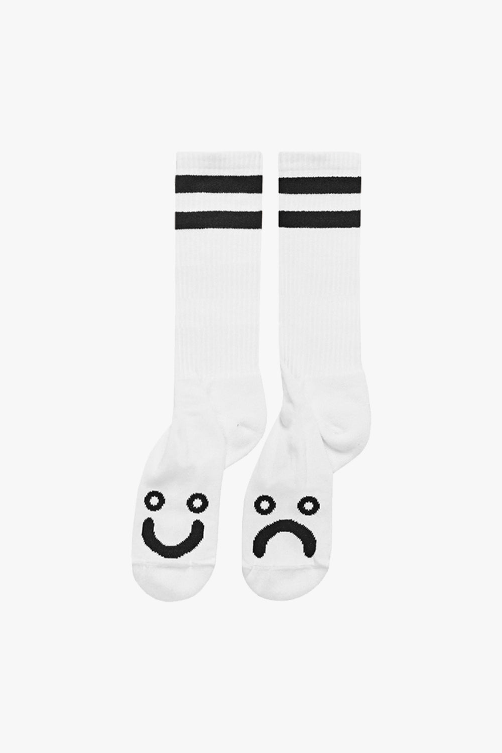 Happy Sad Socks Long - White
