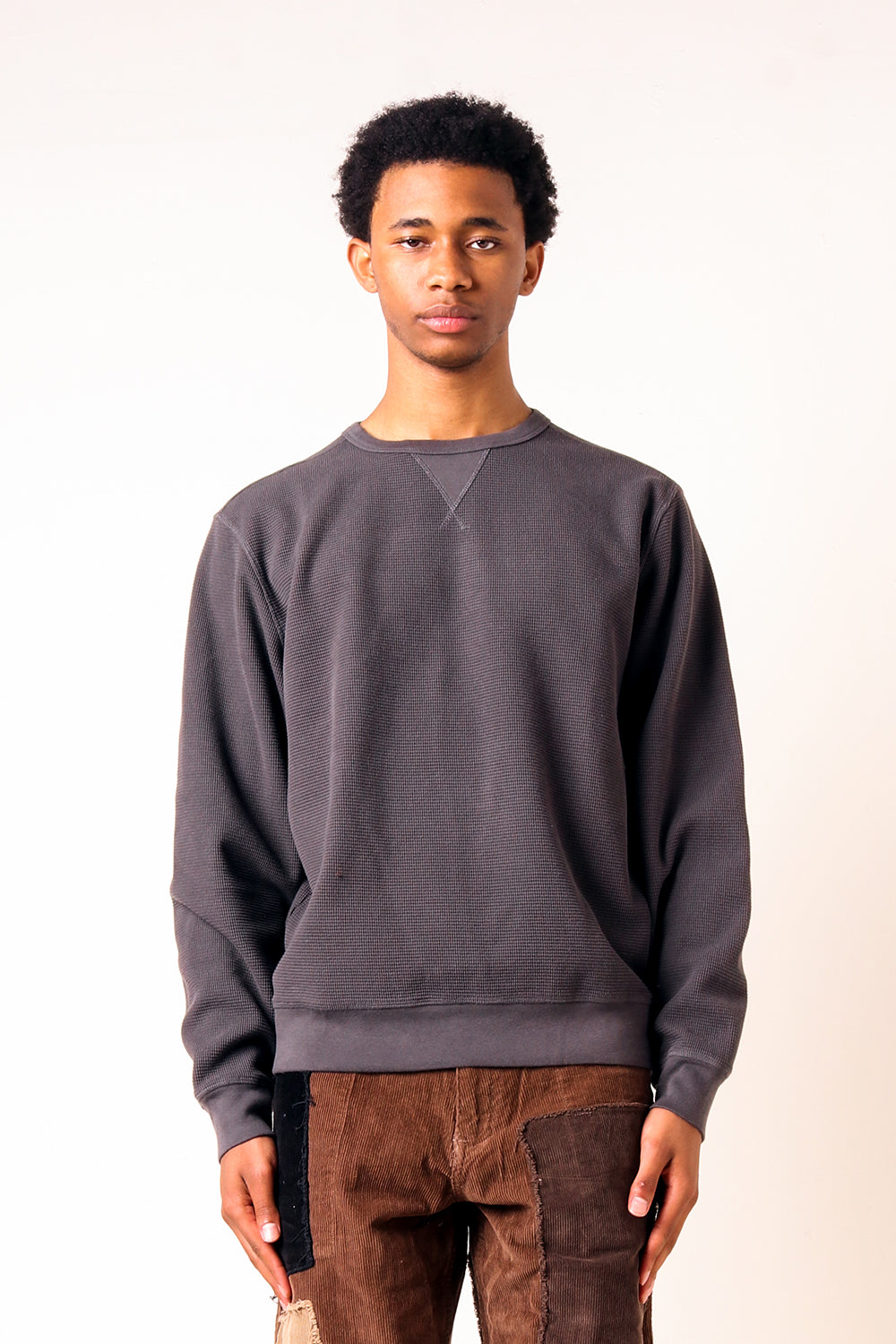 Pop Trading Company Pique Logo Long Sleeve Charcoal