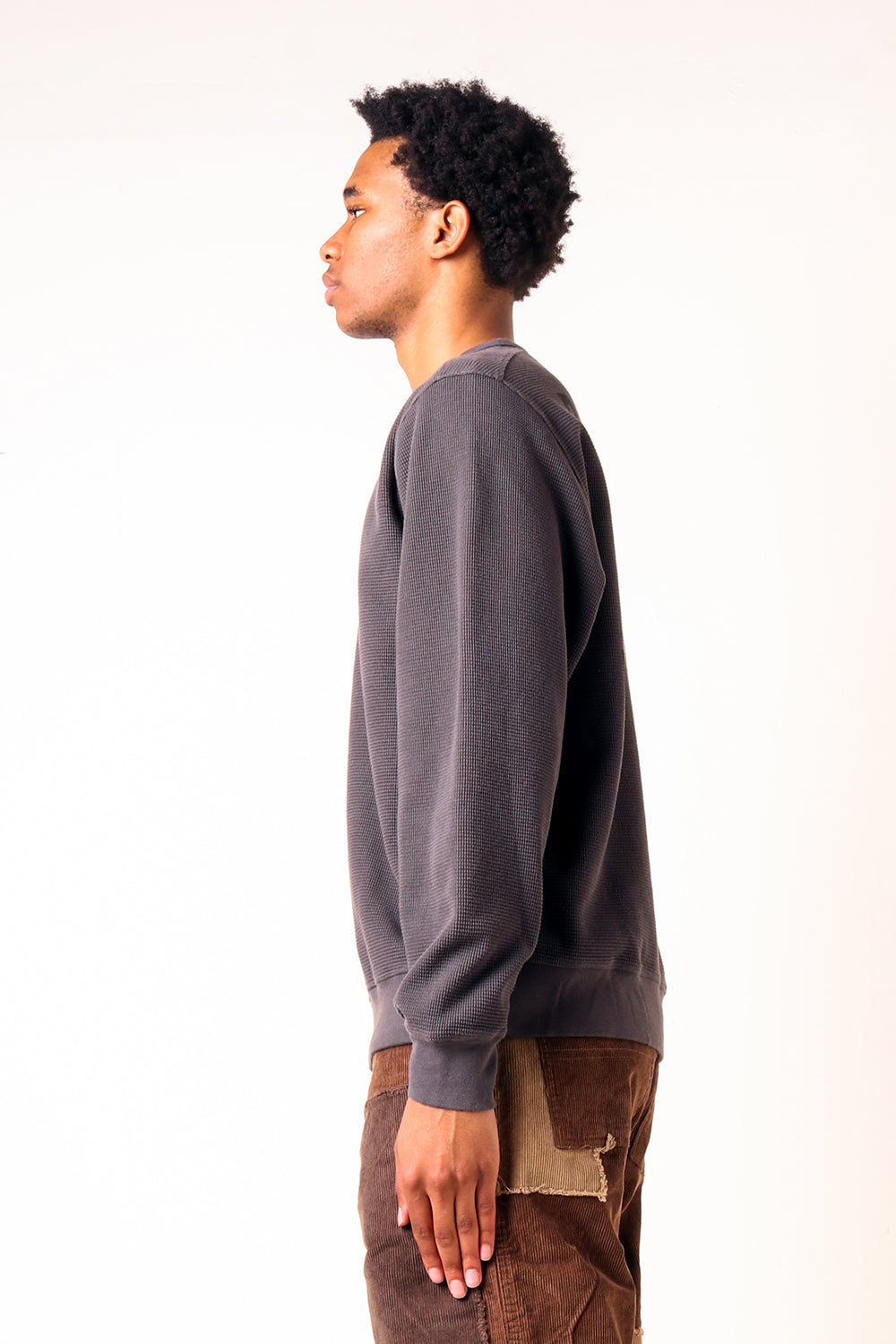 Pop Trading Company Pique Logo Long Sleeve Charcoal