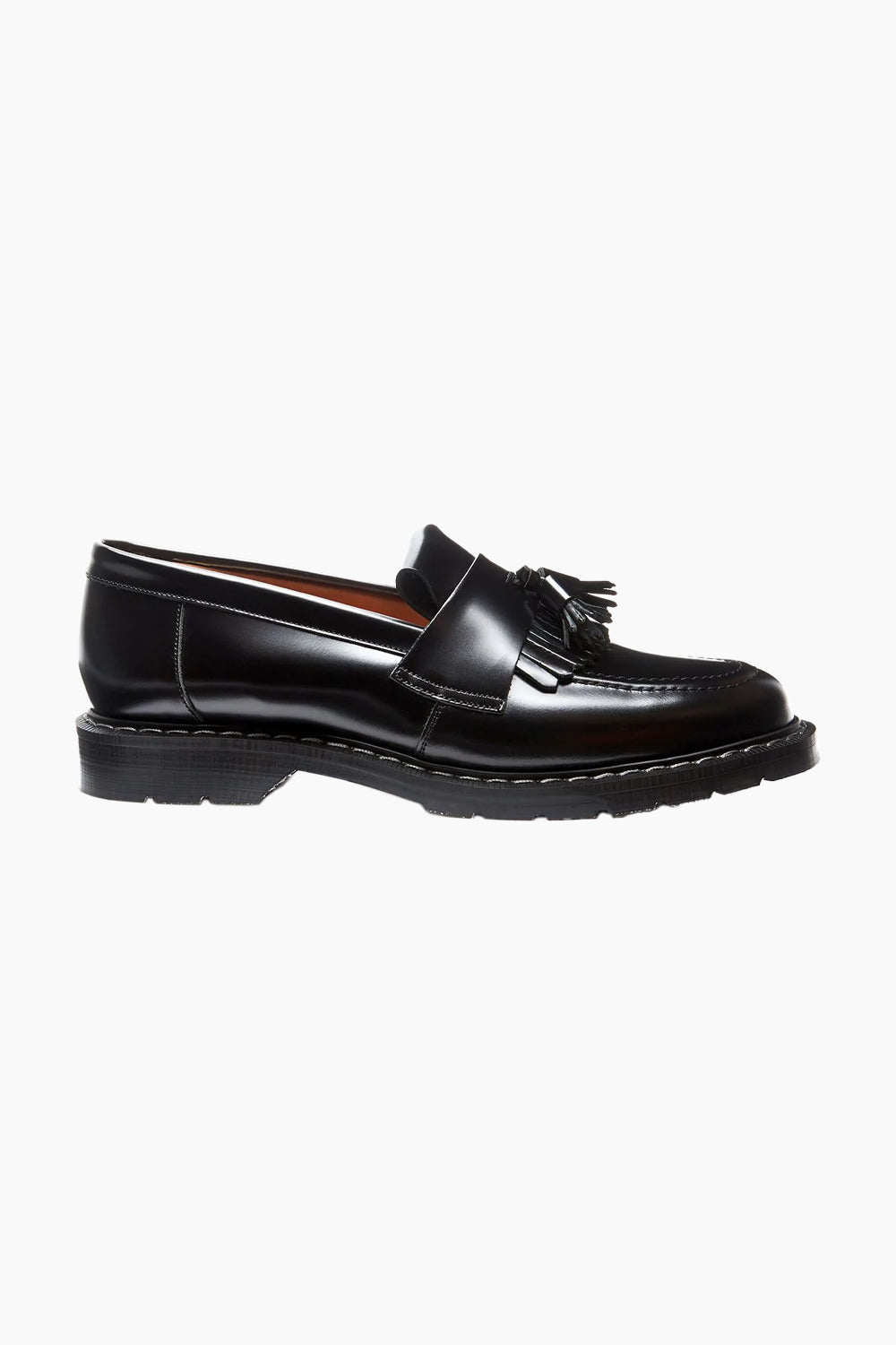 Solovair Black Hi-Shine Tassel Loafer