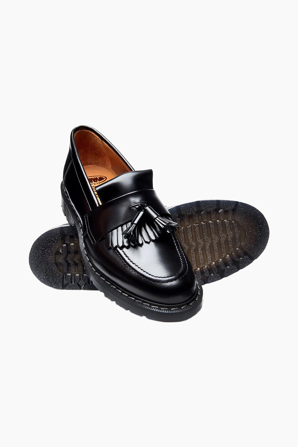 Solovair Black Hi-Shine Tassel Loafer