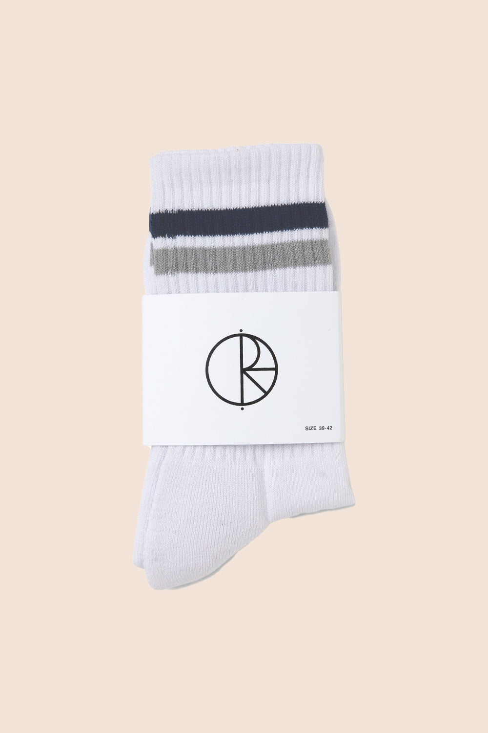 Stripe Socks White Navy Grey