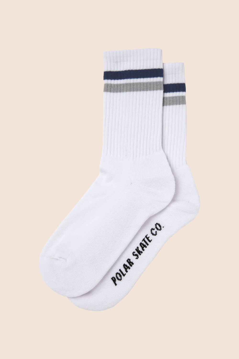 Stripe Socks White Navy Grey