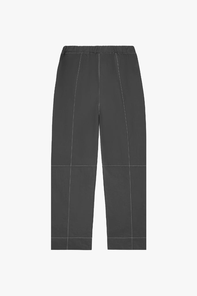 back of contrast stitched charcoal nylon pants from afield out 