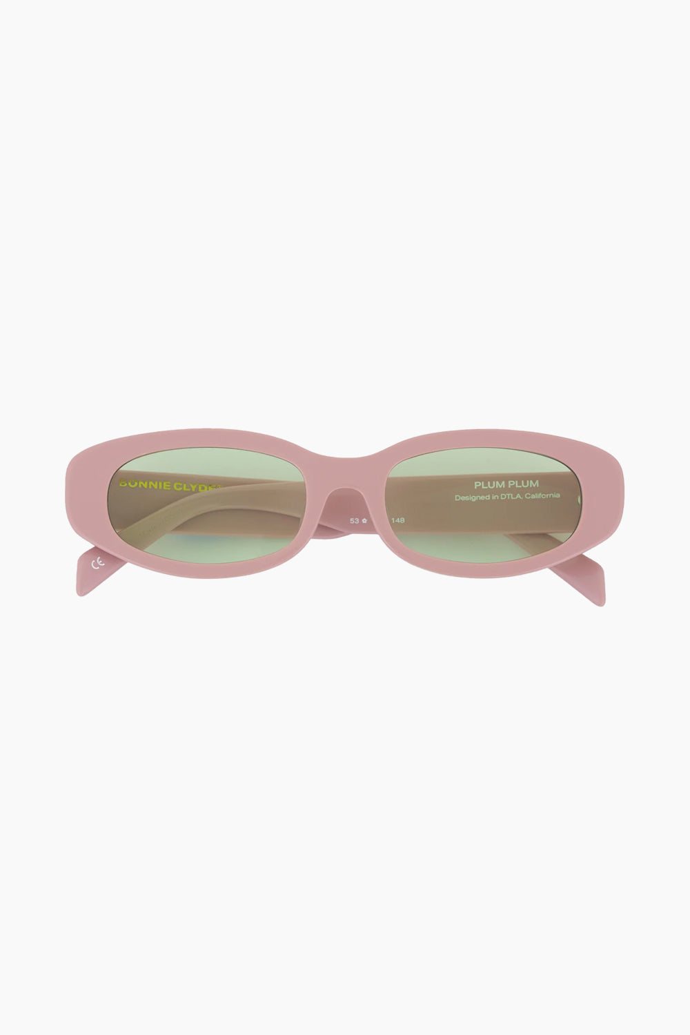 Bonnie Clyde Plum Plum Pink Sunglasses Green Tint