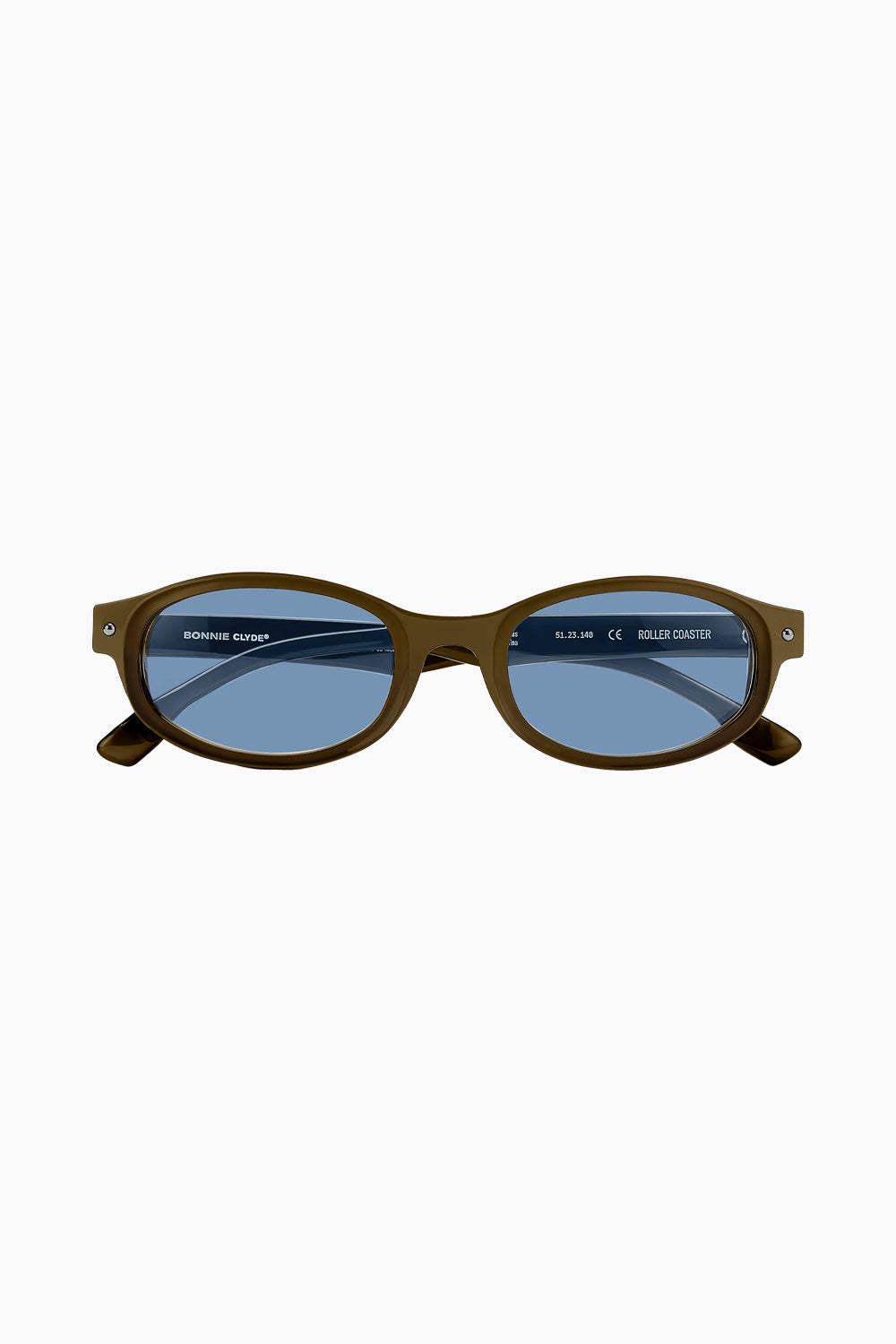 Bonnie Clyde Brown Roller Coaster Sunglasses Blue Tint