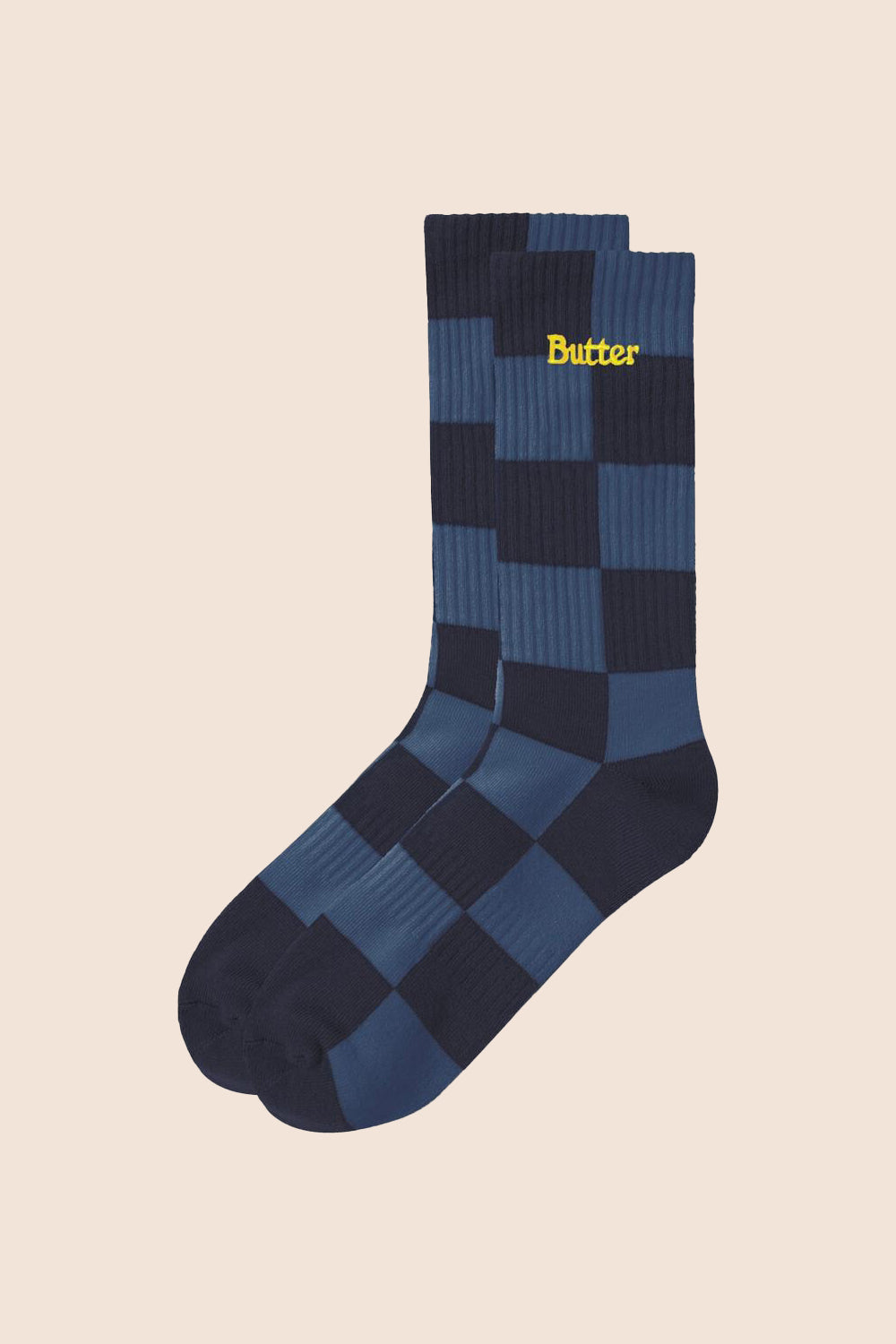 Tonal Checkered Socks Navy